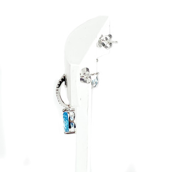 Boucles d'oreilles d'occasion or 750 blanc diamants et topazes
