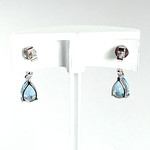 Boucles d'oreilles d'occasion or 750 blanc diamants et topazes - vue 3