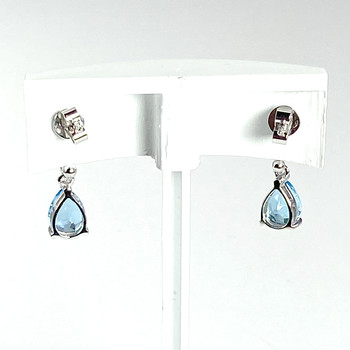 Boucles d'oreilles d'occasion or 750 blanc diamants et topazes