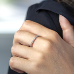 Bague tour complet d'occasion or 750 blanc diamants - vue porté 1