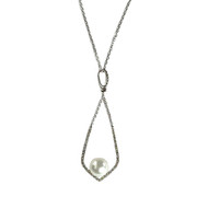 Collier d'occasion or 750 blanc diamants et perle de culture blanche 45 cm