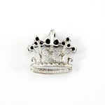 Pendentif d'occasion couronne or 750 blanc saphirs diamants - vue 2