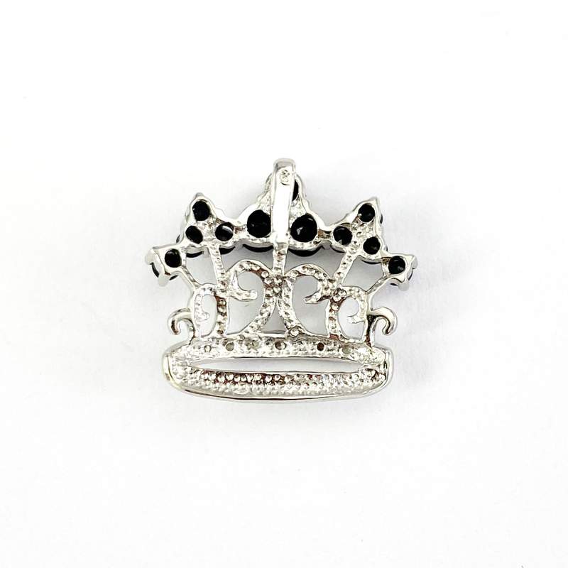 Pendentif d'occasion couronne or 750 blanc saphirs diamants - vue 2