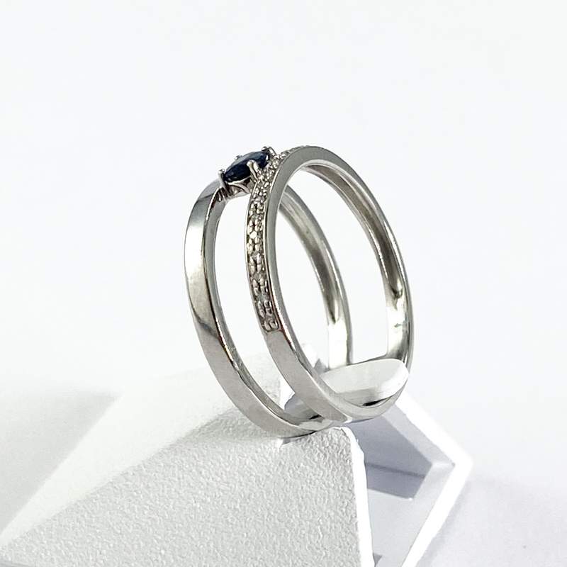 Bague d'occasion or 375 blanc saphir - vue 2