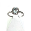 Bague d'occasion or 375 blanc aigue-marine ovale et diamants - vue V1