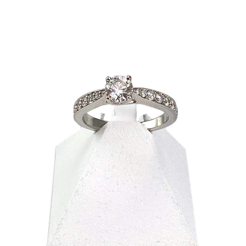 Pre-owned 750 white gold ring with diamonds - view 1