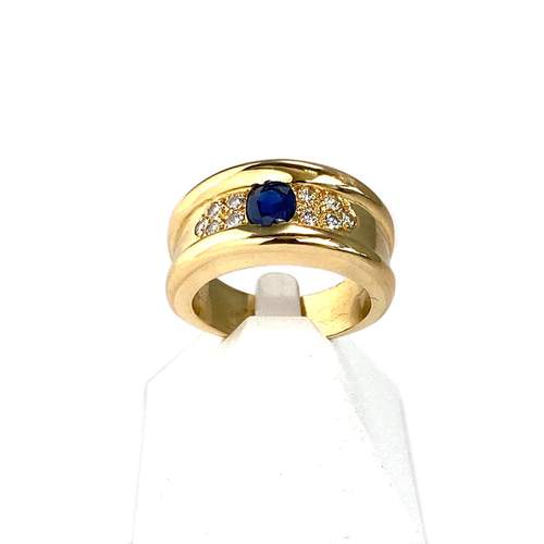 Bague d'occasion or 750 jaune saphir diamants