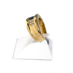 Bague d'occasion or 750 jaune saphir diamants - vue 2
