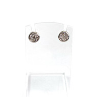Boucles d'oreilles clous d'occasion or 750 blanc diamants synthétiques