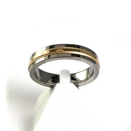 Bague d'occasion titane et or 375 jaune 5 mm