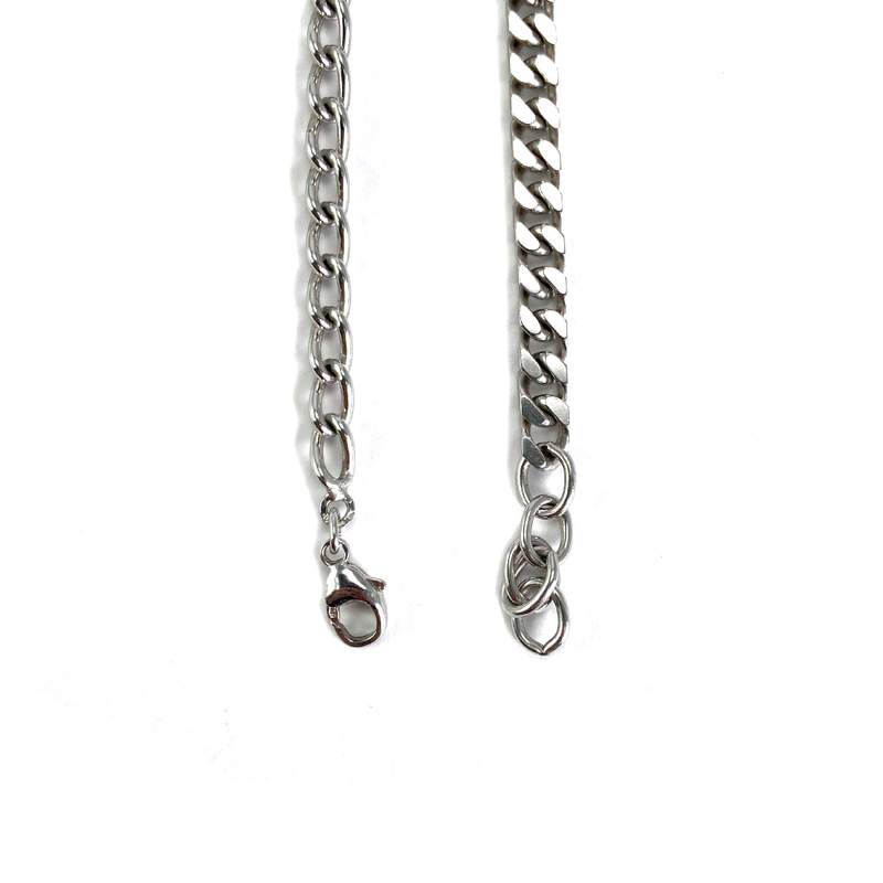 Collier d'occasion argent 925 maille gourmette plastique noir pierres blanches - vue 3