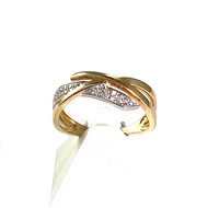 Bague d'occasion or 375 2 tons croisée diamants