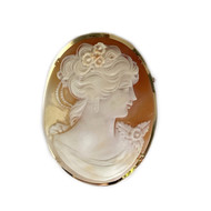 Broche d'occasion or 750 jaune camée coquille