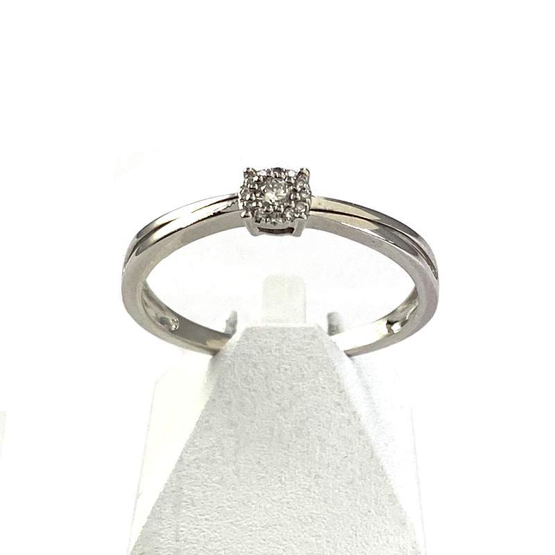 Bague d'occasion or 375 blanc diamants - vue 1