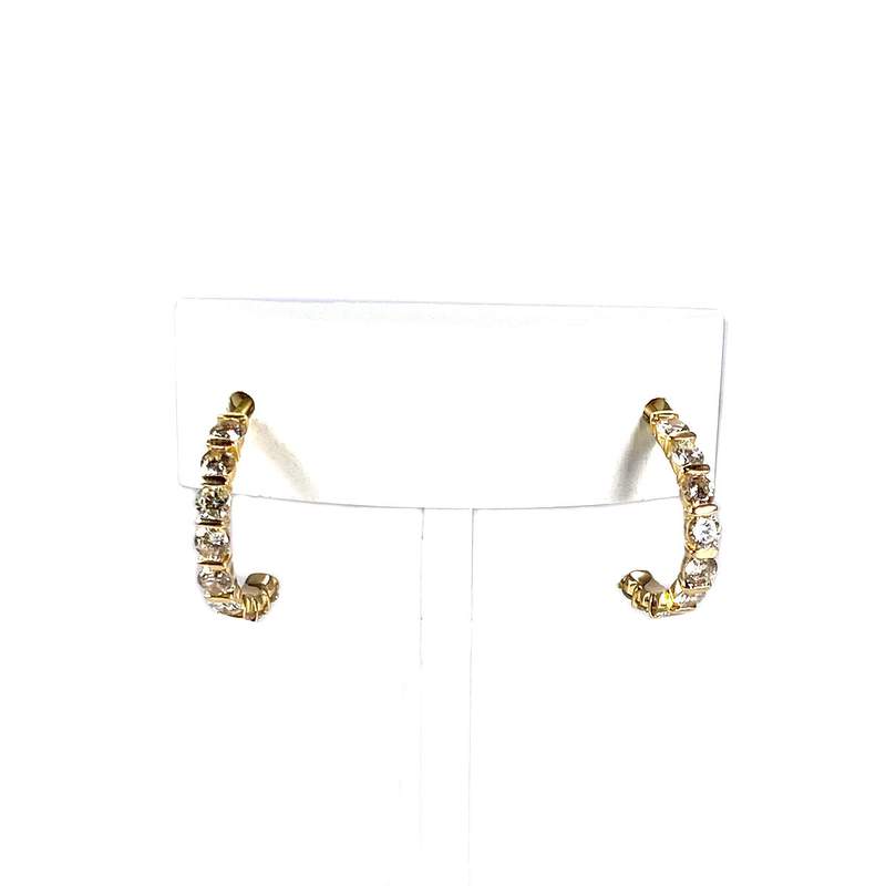 Boucles d'oreilles clous d'occasion or 750 jaune diamants - vue 1