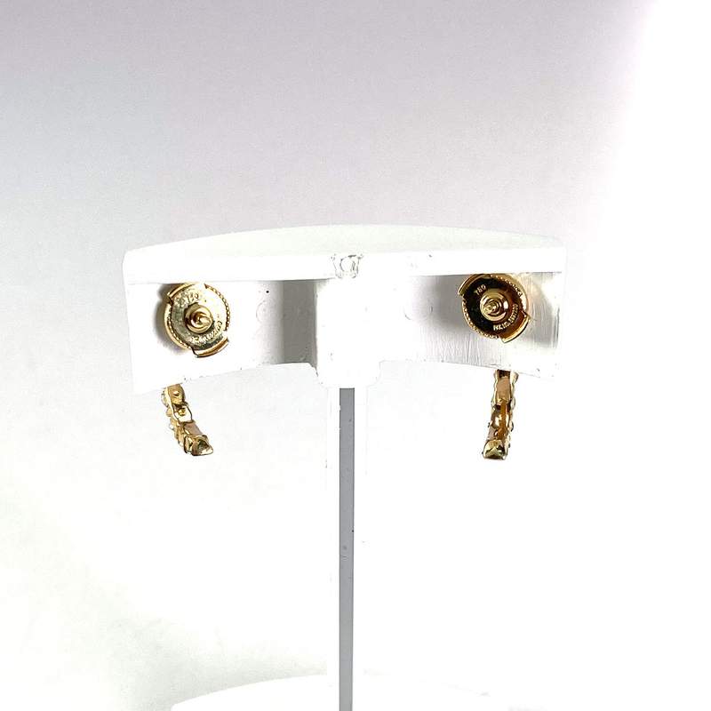 Boucles d'oreilles clous d'occasion or 750 jaune diamants - vue 3