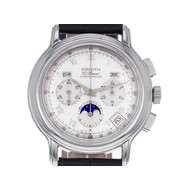 Montre d'occasion Zenith El Primero homme chronographe automatique acier cuir