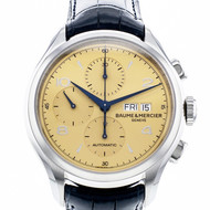 Montre d'occasion Baume et Mercier Clifton homme chronographe acier bracelet cuir