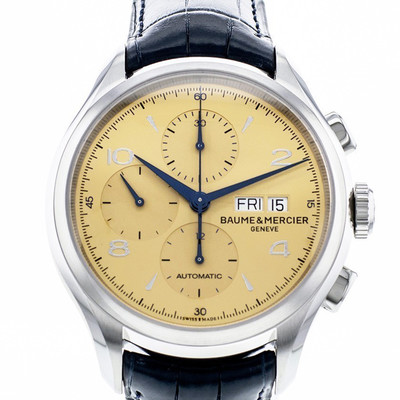 Montre d'occasion Baume et Mercier Clifton homme chronographe acier bracelet cuir