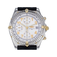 Montre d'occasion Breitling Chronomat homme chronographe automatique or 750 et acier bracelet cuir