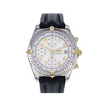 Montre d'occasion Breitling Chronomat homme chronographe automatique or 750 et acier bracelet cuir - vue D2