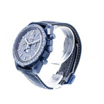 Montre d'occasion Omega Speedmaster homme chronographe automatique céramique bracelet cuir bleu - vue 2