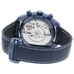 Montre d'occasion Omega Speedmaster homme chronographe automatique céramique bracelet cuir bleu - vue 3