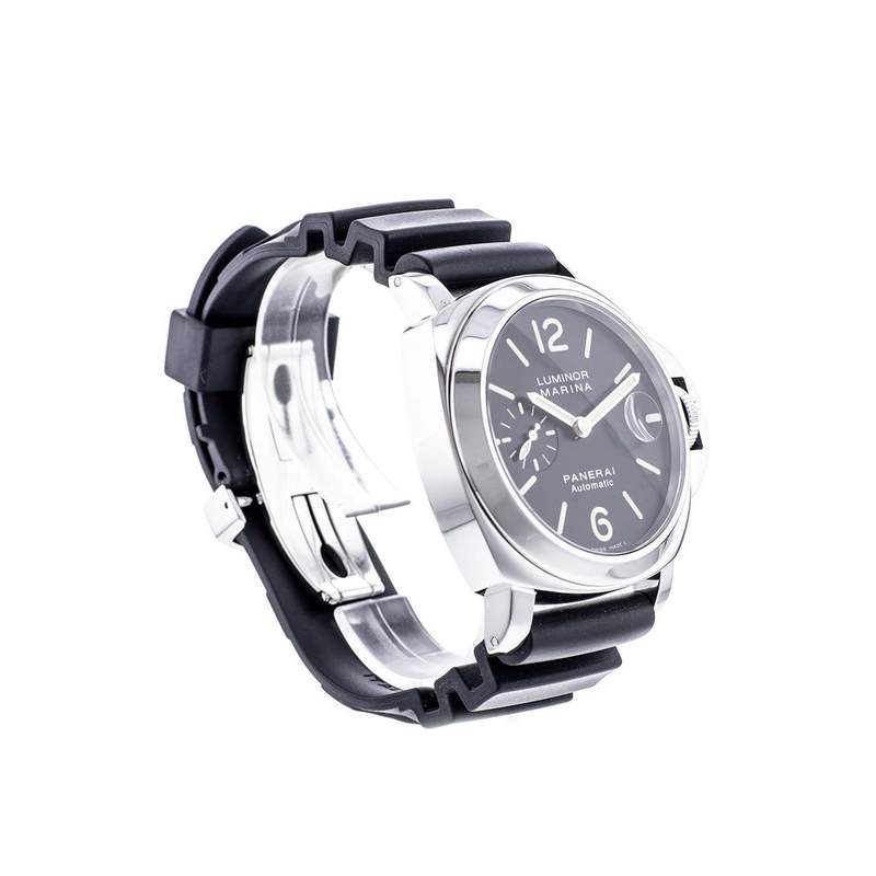 Montre d'occasion Panerai Luminor homme automatique acier bracelet caoutchouc noir - vue D2