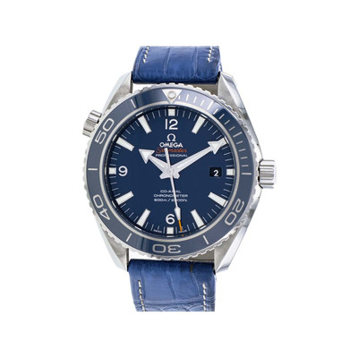 Montre d'occasion Omega Seamaster homme automatique titane bracelet cuir  bleu - vue 1
