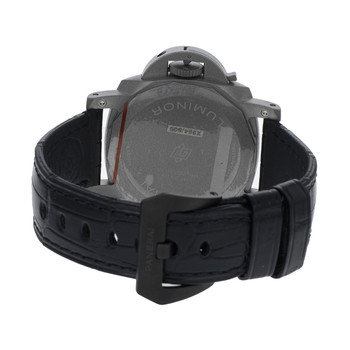 Tweedehands horloge Panerai Luminor GMT heren automatisch titanium zwart lederen band