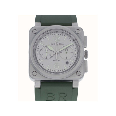 Montre d'occasion Bell & Ross BR03-94 homme automatique acier bracelet caoutchouc vert - vue 1
