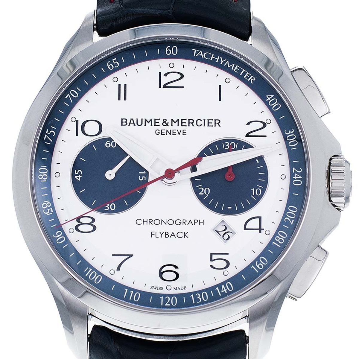 Montre d'occasion Baume et Mercier Clifton homme automatique acier bracelet cuir - vue D1