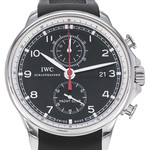Montre d'occasion IWC Portugaise homme chronographe automatique acier bracelet cuir noir - vue D1