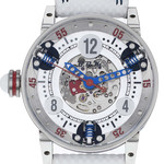Montre d'occasion BRM GF7-38 homme automatique acier bracelet cuir blanc - vue D1