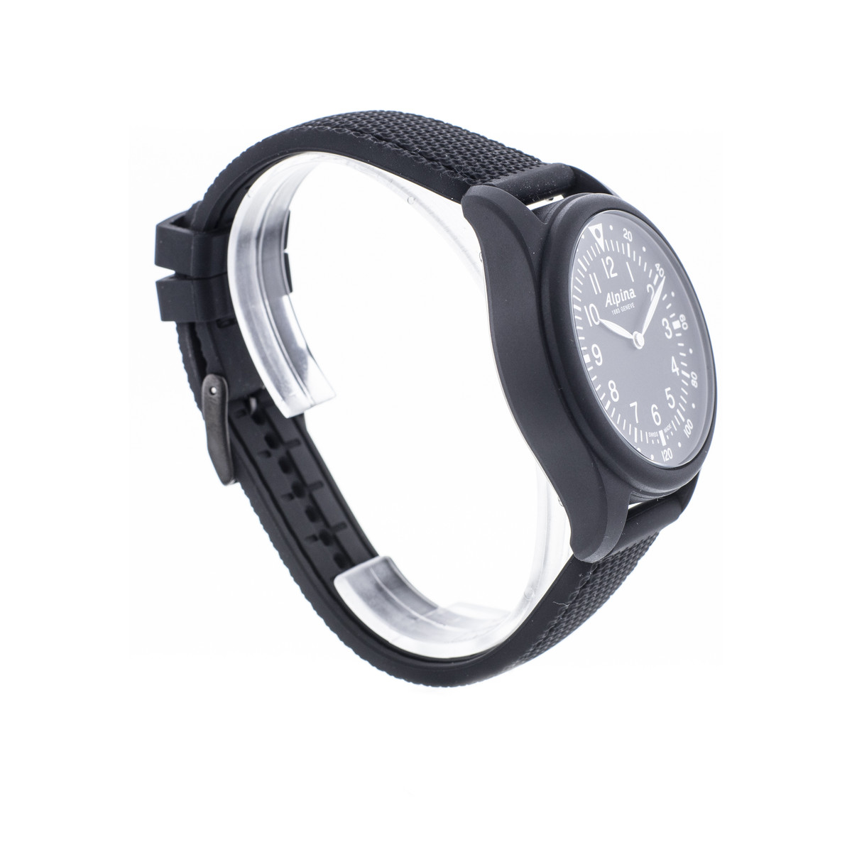 Montre d'occasion Alpina Startimer X homme fibre de verre bracelet caoutchouc noir - vue D2