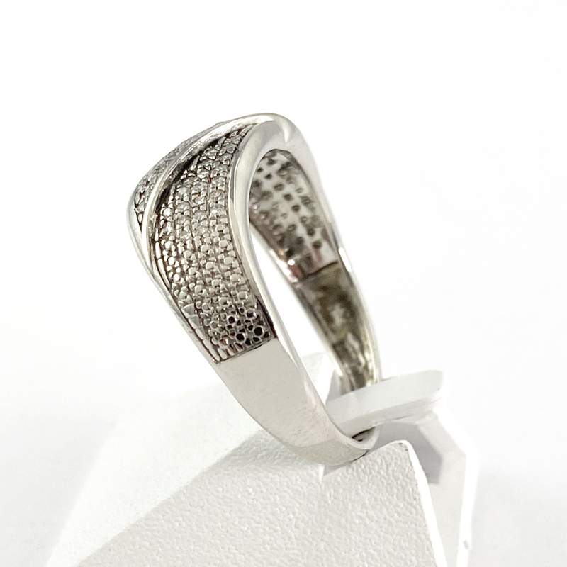 Tweedehands gouden ring 375 witte diamant - bekijk 2