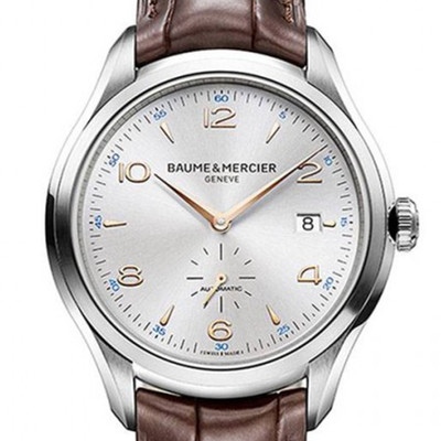 Montre d'occasion Baume et mercier Clifton homme automatique acier bracelet cuir noir - vue 1