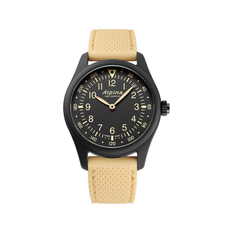 Montre d'occasion Alpina StartimerX homme connectée fibre de verre bracelet caoutchouc jaune - vue 1