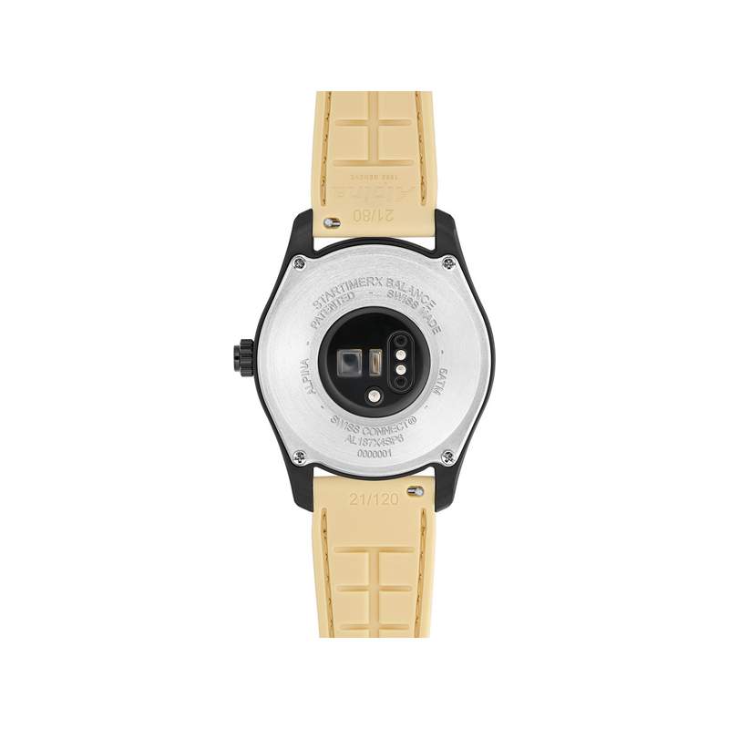 Montre d'occasion Alpina StartimerX homme connectée fibre de verre bracelet caoutchouc jaune - vue 3