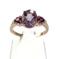Bague d'occasion or 375 rose pierres fines et diamants