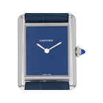 Montre d'occasion Cartier Tank mixte acier bracelet cuir bleu - vue 1