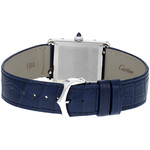 Montre d'occasion Cartier Tank mixte acier bracelet cuir bleu - vue 3