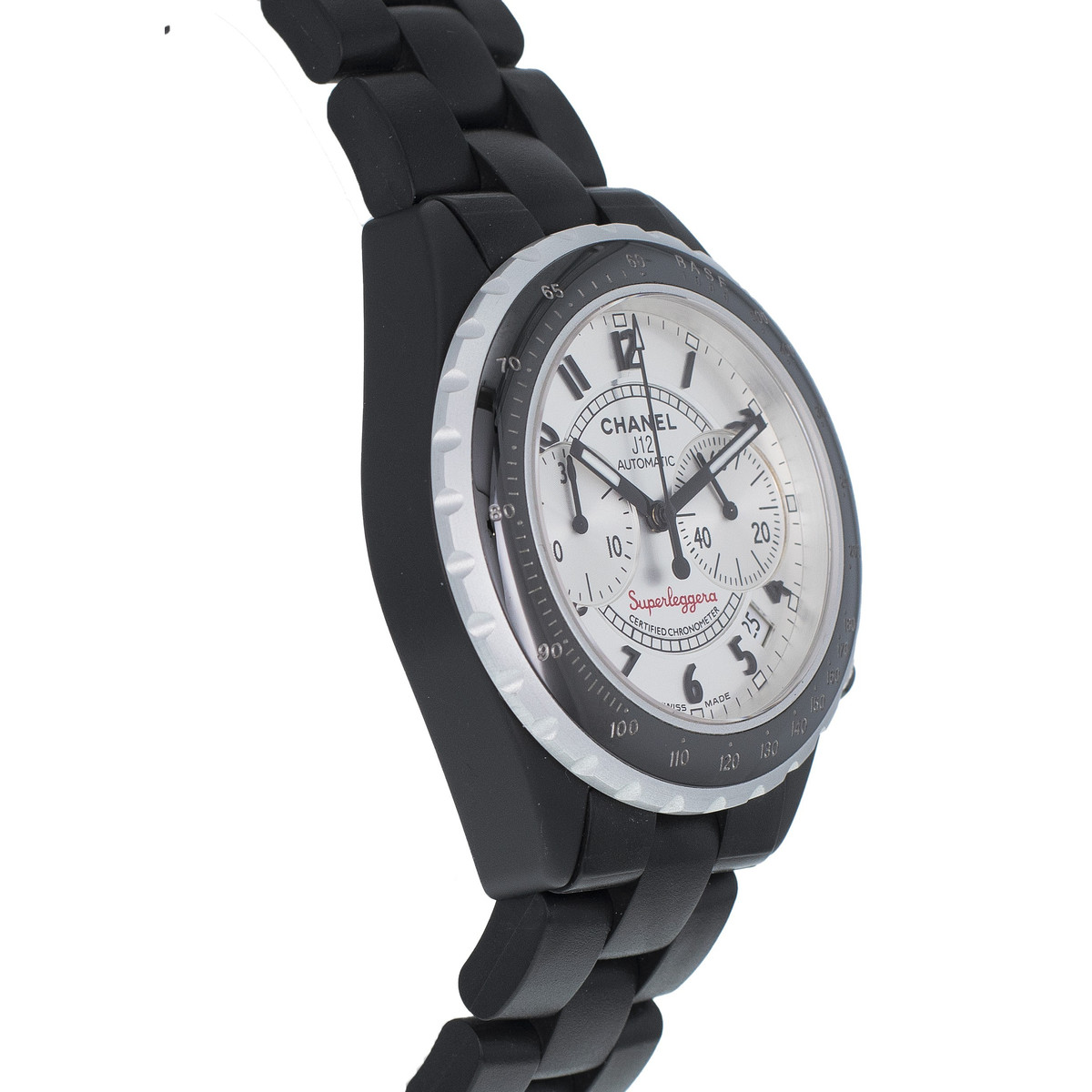 Montre d'occasion Chanel J12 Superleggera mixte chronographe céramique noire - vue D2
