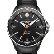 Montre d'occasion Baume et Mercier Clifton homme automatique acier bracelet caoutchouc noir