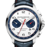 Montre d'occasion Baume et Mercier Clifton homme chronographe automatique acier bracelet cuir noir - vue 1