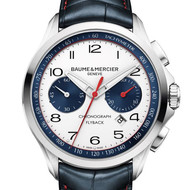 Montre d'occasion Baume et Mercier Clifton homme chronographe automatique acier bracelet cuir noir