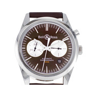Montre d'occasion Bell & Ross BR126 homme chronographe automatique  acier bracelet cuir noir