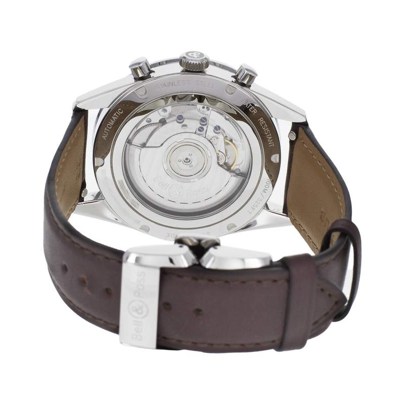 Montre d'occasion Bell & Ross BR126 homme chronographe automatique  acier bracelet cuir noir - vue 3