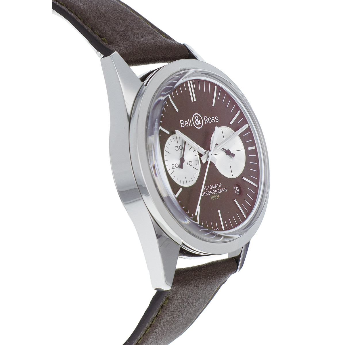 Montre d'occasion Bell & Ross BR126 homme chronographe automatique  acier bracelet cuir noir - vue D2