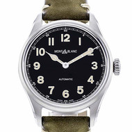 Montre d'occasion Montblanc 1858 homme automatique acier bracelet cuir marron